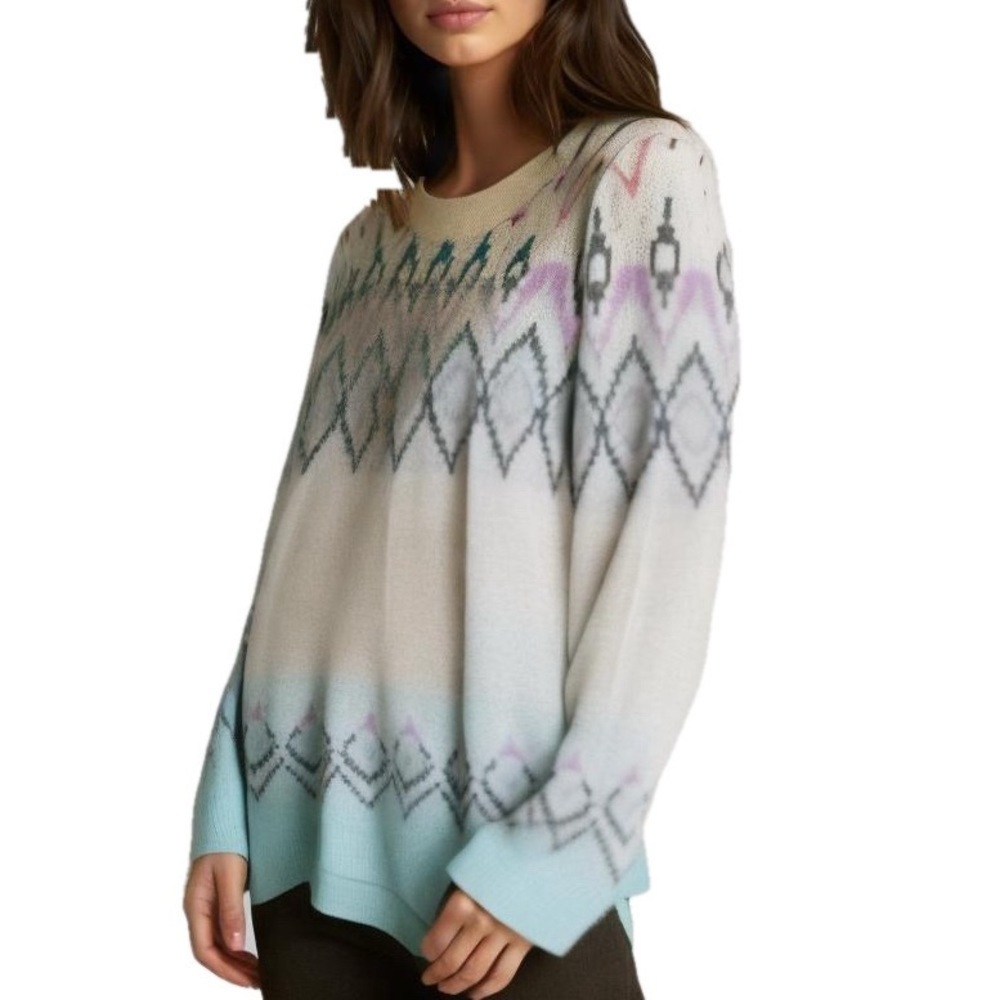 GAP Nordic Argyle Sweater Medium White Pastel